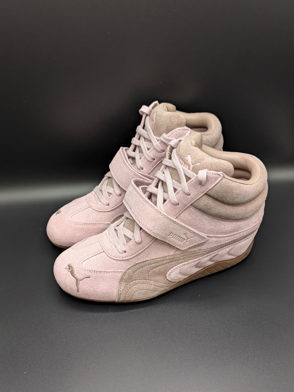 PUMA Speedcat Wedge Sneakers 9.5 Rose Mauve Suede Hidden Heel Moto 407878-03 New